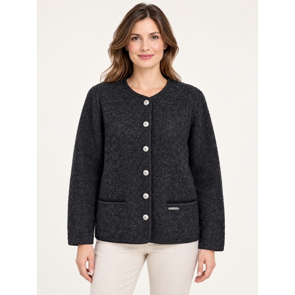 Hammerschmid Women's Jacket 100% Wool Button Front Trachten Charcoal Gray EU 42